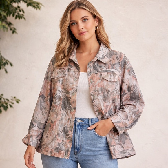 Ruby Rd Button Up Lightweight Shacket 24W Shirt - Picture 1 of 5